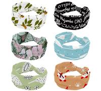 6 diademas elásticas para mujer, con texto en inglés "Hello Word", diferentes idiomas, banda ancha antideslizante, para yoga, entrenamiento, gimnasio, correr, fitness, deporte