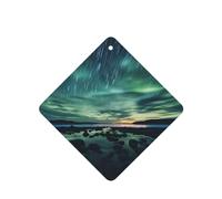 6 difusores de aroma de coche con texto "Sea Under the Aurora Borealis", cuadrados, para colgar fragancias, tableta, decoración interior del coche, armario, zapatos, armario, ambientador de fragancias