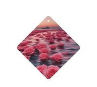 6 difusores de aroma de coche de rosas junto al mar, cuadrados, para colgar fragancias, tabletas, decoración interior de coche, armario, zapatos, armario, ambientador de fragancia
