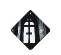 6 difusores de aroma de cruz de iglesia para coche, cuadrado, para colgar fragancia, tableta, decoración interior del coche, armario, zapatos, armario, ambientador de fragancia