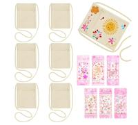 6 DIY Bolsas de Tela para Pintar Niños, 17 x 13cm Bolsas para Colorear Niños con 6 Pegatinas de Diamantes, Bolsos de Hombro Infantiles de Tejido Liso para Manualidades Creativas y Artesanía de Niños