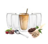 6 Dos Capas Cappuccino Gafas 200ml Para Taza de Té Tazas Café