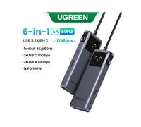 (6 en 1 4K60Hz)Uno USB C HUB 6 en 1 4K60Hz PD100W 10 Gbps Adaptador divisor USB3.2 compatible con computadora