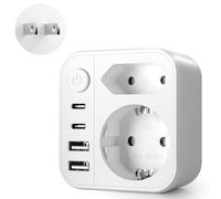 6 en 1 Adaptador Enchufe Japon, 2500W Adaptador de Viaje para Japón, Adaptador Enchufe Tipo A con 2 USB A y 2 USB C, Adaptador de Viaje Enchufe Español a Japones,América, México, Canadá, Tailandia