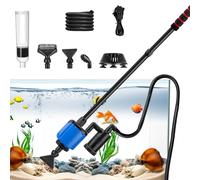 6 En 1 Aspirador Automático para Acuario, Limpiafondos Acuario, Sifonador Acuario Cambiador De Agua para Acuario Limpiador Cambio De Agua Lavado De Arena Y Absorción De Heces (Azul)