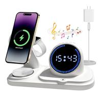 6 en 1 Cargador inalámbrico para iPhone con Altavoz Bluetooth, estación de Carga rápida para iPhone 17/16/15/14/13/12/11/Pro/Max/Plus, para Apple Watch y AirPods