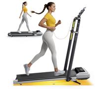 6 en 1 Cinta de Correr Plegable, 12% Inclinación Cinta de Correr, 12KM/H Cinta de Andar para Hogar/Oficina, 115 CM Pasamanos Telescópicos (95°&105° Ajustables), Remoto Silencioso, Pantalla LED, App