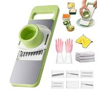 6 en 1 Cortador de Mandolina, Cortador de Verduras Multifuncional con 6 Cuchillas de Acero Inoxidable, Herramientas de Cocina para Rebanar, Rallar, Cortar en Juliana y Hacer Waffles (1PC)