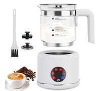 6 en 1 Espumador de Leche Eléctrico, 600W Espumador de Leche por Inducción,500ml Calentador de Leche para Espumar Leche Caliente/Fría y derretir chocolate, Apto para Lavavajillas, Blanco