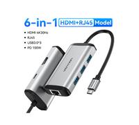 (6 en 1 HDMI RJ45) Estación de acoplamiento Vention USB C HUB tipo C a USB 3.0 compatible con USB C