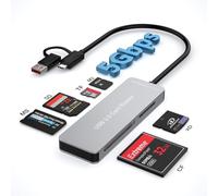 6 en 1 Lector de Tarjetas SD USB 3.0 de 5 Gbit/s para TF/SD/MS/M2/XD/CF,Lector de Tarjetas SD USB y USB-C para iPhone 16/15/iPad/PC/Android, Adaptador Memory Stick Pro Duo Lettore 5 Schede Simultanee