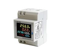 6 en 1. Pantalla Smart Meter DIN Rail AC monitorear el factor de potencia Corriente de tensión activa KWh. Medidor de frecuencia de energía eléctrica (Color : Rot)