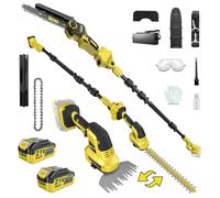 6-en-1 Podador Alto Cortasetos Telescópico Inalámbrico, Motosierra Eléctrica 8 inch, 2×4.0Ah Baterías, Motor Sin Escobillas 2500W 45000RPM, Ajustable 0-180°, for Makita 18V, 4,2m para Cortar Setos y