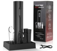 6 en 1 Sacacorchos Eléctrico Recargable, Abridor De Vino Electrico Saca Rolhas Regalos Para Hombre Mujere Abrebotellas Con Vertedor Aireador, 2 Tapón De Vino Al Vacío, Cortador Láminas y Cable Usb