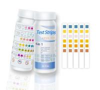 6 En 1 Tiras de Prueba de Agua, 100 Piezas Tiras Piscinas, Papel Reactivas Piscina pH, Tiras Reactivas de Prueba Piscinay Spa, Tiras Reactivas pH, Se Puede Medir El pH, El Bromo y La Alcalinidad Total