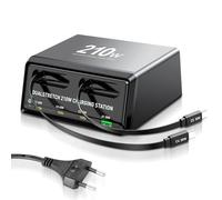 6 en 1 y 210 W USB C cargador múltiple (2 cables USB-C extensibles + 3 C+1 A), cargador rápido USB para portátil compatible con MacBook Pro/Air, i-Pad, iPhone 17/16/15/14, HP, Galaxy S25, etc