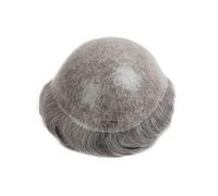 6 en peluquín de cabello humano for hombres, nudos dobles, 0,1-0,12 mm, piel de poli PU, prótesis de cabello masculino(6x9)