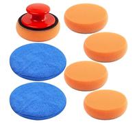 6 Esponjas De Cera para Pulir Y 2 Paños Redondos De Cera, Esponjas para Pulir con Asas, Esponjas para Pulir Automóviles Hechas A Mano, Herramientas De Limpieza De Automóviles