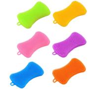 6 esponjas de silicona para platos, esponja de silicona súper duradera, segura y de secado rápido, utensilios de cocina multiusos, utensilios de cocina de goma reutilizables, platos de cocina, frutas,