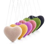 6 esponjas Konjac, esponjas faciales DaKuan Cordate, esponjas faciales policromadas para limpieza, natural, colorida, exfoliación suave para piel radiante