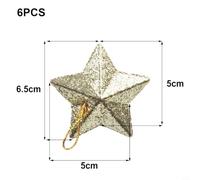 6 Estrellas Colgantes Brillantes 5cm Adorno Navideño | intenso, plástico , 5cm tamaño para ideal, pack 6 unidades, oro plata colorido(Gold)