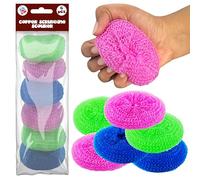 6 estropajos de cocina de polipropileno - Estropajos de malla antiarañazos para utensilios de cocina antiadherentes - Esponjas duraderas multicolor para lavavajillas - Almohadillas de limpieza de