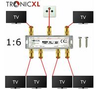 6-fach Premium Coax Distribuidor de Antena Suave Cable TV DVB-T2 Satélite