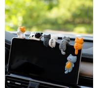 6 figuras coleccionables de gato con clip, detalles de decoración de mini gatitos de PVC con calcomanías adhesivas extraíbles para laptop, monitor, coche, salpicadero, estante, decoración del hogar y