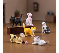 6 figuras en miniatura de gato, estatua de gatito de resina, micropaisaje, terrario, oficina, escritorio, bonsái, adorno para adultos
