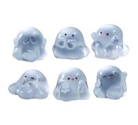 6 figuras fantasmales brillantes de noche de Halloween, decoraciones de resinas luminosas, adornos creativos de paisaje de escritorio, resinas, decoraciones fantasmales