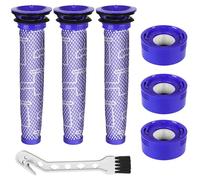 6 Filtros V7 V8 para Dyson, 3 filtros traseros HEPA y 3 filtros delanteros para Dyson V8 V7 Animal Absolute Motorhead, con 1 cepillo de limpieza. Reemplazable # 965661-01 y 967478-01