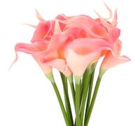 6 Flores Artificiales De Cala De Tacto Real, Ramo Floral Artificial De 33 Cm para Bodas, Despedidas De Soltera, Decoración del Hogar, Manualidades Y Regalos Elegantes. Peach/Yellow