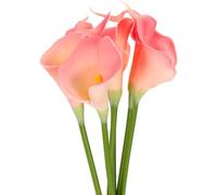 6 Flores Artificiales De Cala De Tacto Real, Ramo Floral Artificial De 33 Cm para Bodas, Despedidas De Soltera, Decoración del Hogar, Manualidades Y Regalos Elegantes. Peach/Yellow