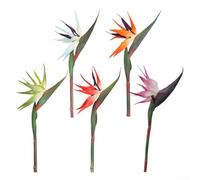6 flores artificiales de pájaro del paraíso, flores permanentes, ramos de flores de imitación tropicales, para decoración de oficina, hogar, fiesta, arreglo de plantas en maceta (naranja trompeta)