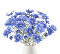6 Flores Artificiales de Seda Azul de 24 Pulgadas, Flores Silvestres Artificiales para Bodas, Fiestas, cocinas, decoración del hogar (Azul)