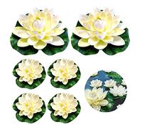 6 Flores flotantes,nenufares flotantes Artificiales,Lirio Agua Artificial Flotante Estanque,Flor de Lloto Decoracion para Uso en Piscinas, acuarios, escenas de Arroyo(10cm × 4 + 18cm × 2)
