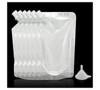6 frascos para beber, bolsa de jugo y licor, frascos de plástico reutilizables y ocultables para que se cuele, con embudo (16 onzas)