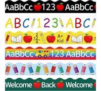 6 fronteras de boletines impresas con diseño de autobús, decoración para el aula