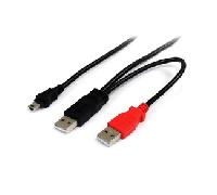 StarTech.com Cable de 1,8m USB 2.0 en Y para Discos Duros Externos - Cable Mini B a 2x USB A