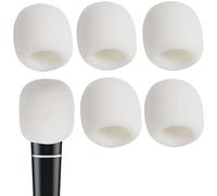 6 fundas blancas de espuma para micrófono, filtro de espuma, protector de parabrisas para micrófono de mano, adecuado para la mayoría de manos estándar