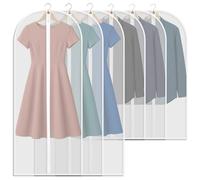 6 Fundas de Ropa, Fundas Ropa Armario Transparente 60 x 140/100cm, Bolsas Guardar Ropa Antipolvo Impermeable Camisas, Bolsa de Ropa para Traje, Vestidos, Camisas,Noche, Blanco