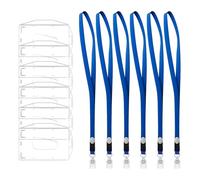 6 fundas para tarjetas de identificación con anillo de llave, funda transparente para tarjetas de identificación, soporte transparente para tarjetas de identificación, cordón con funda para tarjetas,