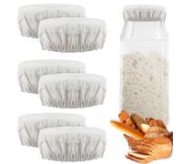 6 fundas reutilizables para tarros de masa madre, tapas de fermentación que se adaptan a bocas de tarro de 3 a 4 pulgadas, cubiertas de tela elástica, cubierta transpirable para tarros de masa madre