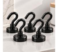 6 ganchos magnéticos, ganchos de metal desmontables para almacenamiento de | Imán de neodimio, base de 1,60 cm, altura de 3,40 cm, gancho extraíble, multiusos, organización de oficina en casa