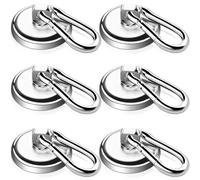 6 ganchos magnéticos, imanes de neodimio extrafuertes, con gancho, 32 mm, 3 kg, gancho magnético de neodimio con mosquetón giratorio, gancho magnético fuerte, rotación de 360°, fuerza magnética fuerte