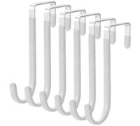 6 ganchos para puerta con revestimiento de plástico blanco (125 mm x 45 mm), ganchos para puerta, ganchos de metal, percheros, percheros, ganchos de acero inoxidable, ganchos de puerta con superficie