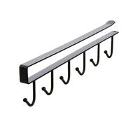 6 Ganchos para Tazas, Gancho para Exhibir Arte del Hierro, Ahorro de Espacio Debajo del Gabinete, Tazas, Copas de Vino, Estante de Almacenamiento para Armario de Cocina (BLACK)