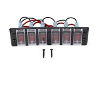 6 Gang Pre Wired Rocker Switch Panel with Overload Protection, Red LED Indicator, DC12V 16A for Car, SUV, Boat Electrical Appliances Control