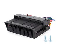 6 - Gang Rocker Switch Box Controller, On/Off Rocker Switch Panel with Red Backlit Lights, 12-24V Universal Toggle Switch for Car RVs Marine Boat Yacht, Includes Mounting Bra