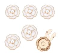 6 gemelos de flor camelia blanca elegantes para traje de vestido
